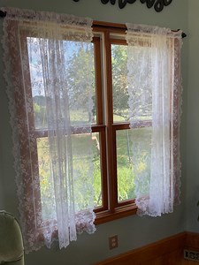 Pair of Vintage Lace Curtains Netted Sheers With All Over Rose Design in a Knit Stretch Lace 116”x39” (2 Pair Available, Sold Separately) - Etsy