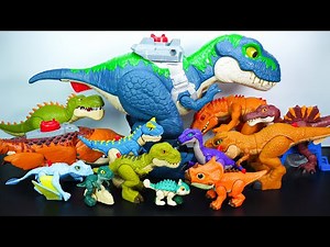 FULL IMAGINEXT JURASSIC WORLD: BIG T-REX BATTLE INDOMINUS REX, GIGANOTOSAURUS, SPINOSAURUS-TOYS ASMR
