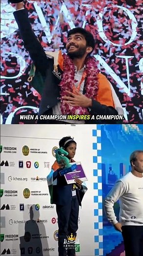 When World Champion Gukesh meets Sharvaanica A S 😍❤️#chess #gukesh #shorts