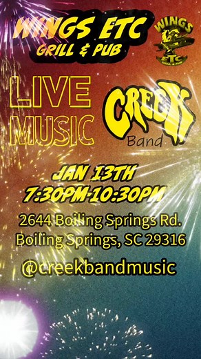 Wings Etc Boiling Springs, SC #southcarolina #creekbandmusic #weekend #college #local #locallivemusic #boilingspringssc #checkusout #fans #fyp #foryourpage #music #fypviral #fypage #spartanburgsc #greenvillesc #livemusic #viral @Wings Etc. Grill & Pub