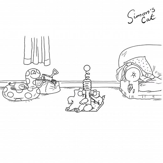 How to keep your cats entertained! 🎈🧶🧵 What's your cat's favourite toy? | Simon's Cat