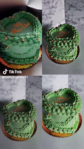 Mint Green Heart Cake for a Special Birthday