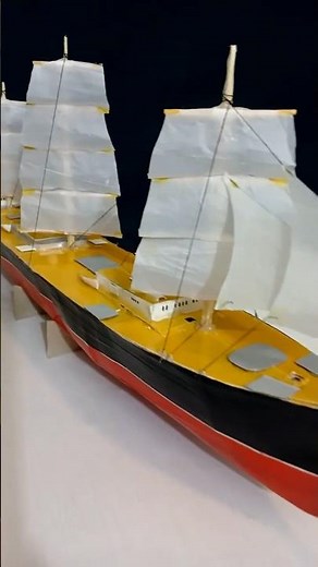 DIY cardboard ship SS London, a homemade model of a sail and screw steamship #cardboardship