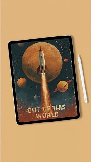 Retro Space Poster in #procreate 🚀 Speedpaint