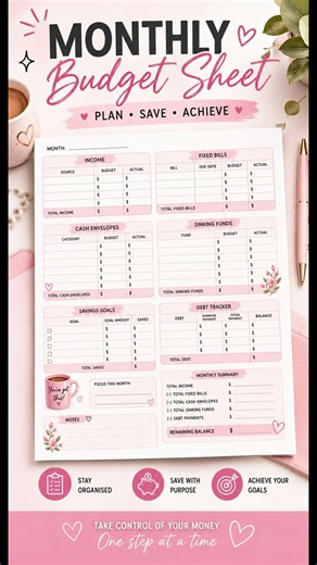 Monthly Budget Printable | Plan, Save & Achieve Your Money Goals!