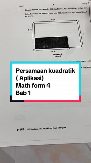 Aplikasi Persamaan Kuadratik: Luas Segi Empat dan Perimeter - Matematik Tingkatan 4