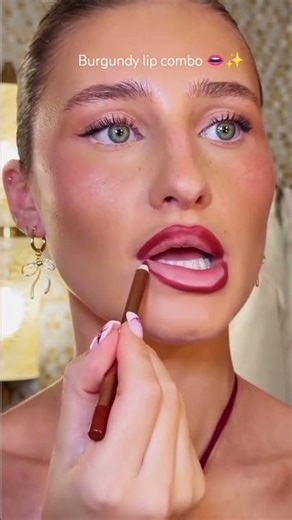 Burgundy Lip Combo tutorial#lipstick #trending #fyp #shorts #song #short #foryou