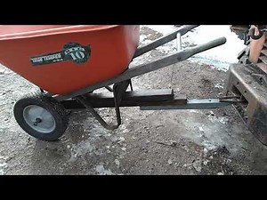 Adapting a 2 wheel wheelbarrow into a tow-behind dump cart cheaply and easily