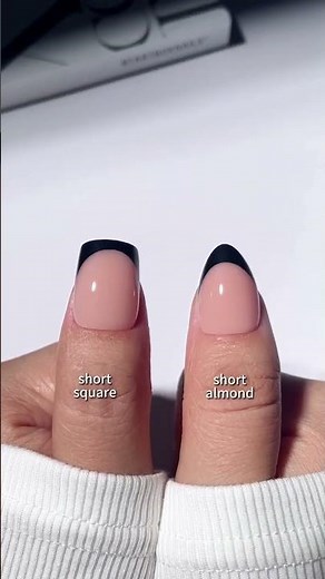 Same black French tip hits different on every nail shape! 🖤