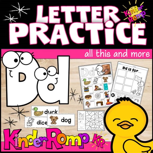 Letter D Kindergarten Pack: Worksheets, Poem, Activities, YouTube Video