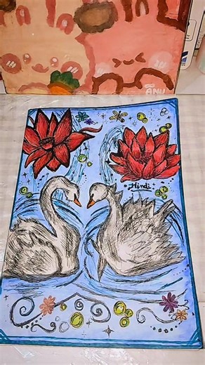 Beautiful Hindi Notebook Cover Design 🦢🌸 | Easy Aesthetic School Cover