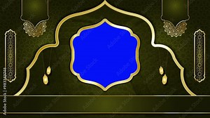 animated luxury islamic background , muslim mosque , islamic design video template for the Holy Quran , 4K green screen Loop Animation