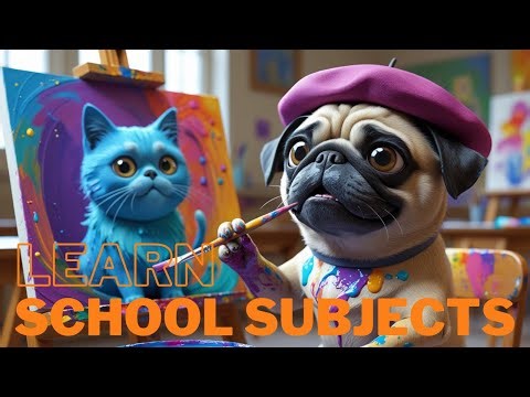 Fun Guessing Game School Subjects with Teacher Sam The Pug | Riddles | Fun English Learning for Kids