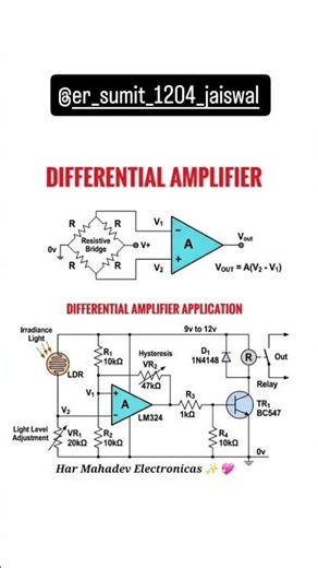 Differential amplifier application |amplifier|circuit diagram|#project #electronic #explore #fyp #in