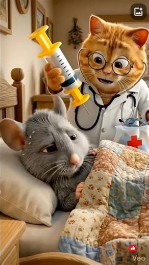 Mouse Gets Shocked by Doctor Cat's Treatment 😳💉 #funnypets #animalshorts