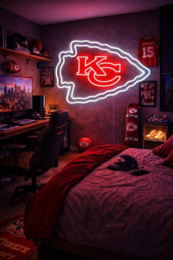 KC Arrowhead Neon Sign – Handmade Football Neon Wall Art for Fan Room, Game Room or Man Cave - Etsy