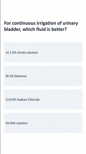 💧 Best Fluid for Continuous Bladder Irrigation? | Nursing MCQ Explained #Shorts