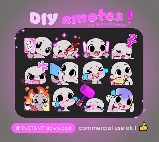 27 Cute Emotes Bases for Twitch, DIY Your Own Emotes, Discord Stickers, Emote Templates, Twitch Emotes, Custom Emotes - Etsy