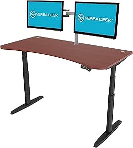 VERSADESK Home Office Powerlift Standing Desk, Electric Adjustable Height Sit Stand Desk, 3-Stage Extended Range Frame with Memory Preset Handset Controller, 72" x 30", Cherry