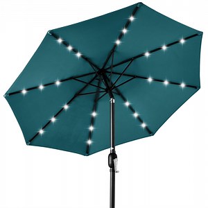 Best Choice Products 10ft Solar LED Lighted Patio Umbrella w/ Tilt Adjustment, UV-Resistant Fabric - Cerulean