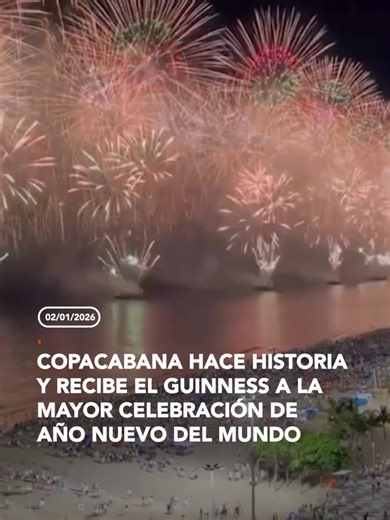 #Internacional | La icónica playa de Copacabana reclamó su trono en la historia de los espectáculos globales al recibir oficialmente el Récord Guinness a la mayor fiesta de Año Nuevo del mundo. Miles de personas se reunieron para ser parte de una celebración que volvió a colocar a Río de Janeiro en el centro de la atención internacional. ▶️ Más información en www.reduno.com.bo #RedUno #RedUnoDigital #Bolivia #Notivision