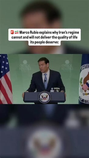 🚨🇮🇷 Marco Rubio explains why ran’s regime cannot and will not deliver the quality of life its people deserve: “...they’re spending all their money. they’re spending all their resources...sponsoring terr0rism...” The regime funnels the nation’s wealth into nuclear weapons, ballistic missiles, regional proxy wars, and lavish lifestyles for the ruling elite and IRGC commanders. Billions are spent sponsoring terrorism abroad while ordinary Iranians face crushing poverty, 40–50% inflation, rolling