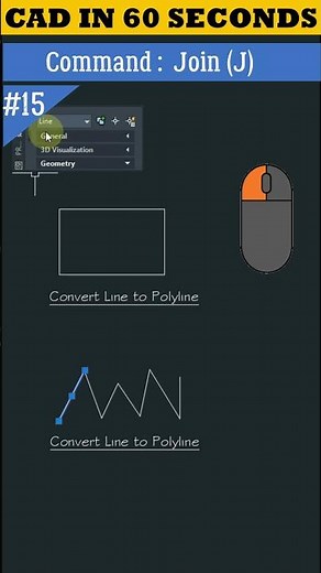 CAD in 60 Seconds | Join Command in AutoCAD #shorts #autocad