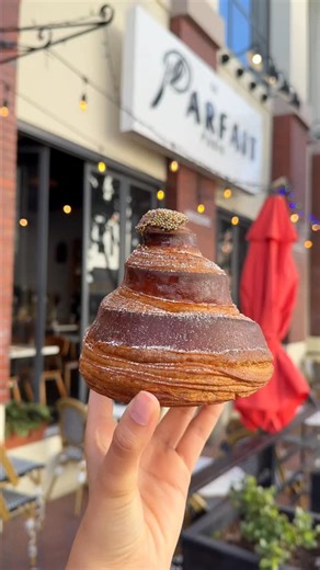 All the holiday goodness can be found in out Christmas Tree Croissant 🎄✨ Buttery, flaky layers shaped like a festive tree and filled with warm, spiced gingerbread custard. A little crisp, a little cozy, and made to taste like the holidays. Grab one today! | Parfait Paris