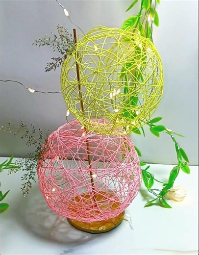 Diy Thread lamp room decor ✨ #craftideas #diy #bestoutofwaste #diycrafts