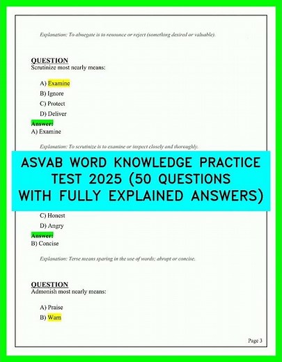 ASVAB WORD KNOWLEDGE PRACTICE TEST 2025 50 QUESTIONS WITH FULLY EXPLAINED ANSWERS video