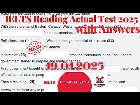 IELTS Reading Actual Test 2025 with Answers | 19.01.2025