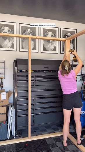 Morgan Renfro on Instagram: "I’m turning my garage into a haunted house! I’m trying to win beat decorated yard in the neighborhood.. and I’m trying to use as much real estate as I can so the garage is getting decorated too!! I constructed a super simple frame using 2x4s - definitely would’ve been easier with 2 people but I was able to knock it out all by myself. #diyhauntedhouse #diy #halloweenhomedecor #halloweendiy #diyspookyhouse @loweshomeimprovement @spirithalloween"