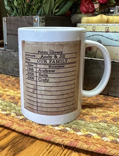 Retro Family Library Card Mug, Custom Story Mug - Etsy