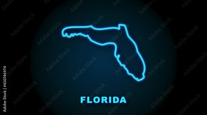 Florida state map outline animation. Motion graphics. Stock Video
