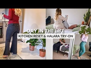 Kitchen Clean & Full Halara Haul Clothes Try-On | Silent & Faceless Vlog | Home Reset & Laundry Day