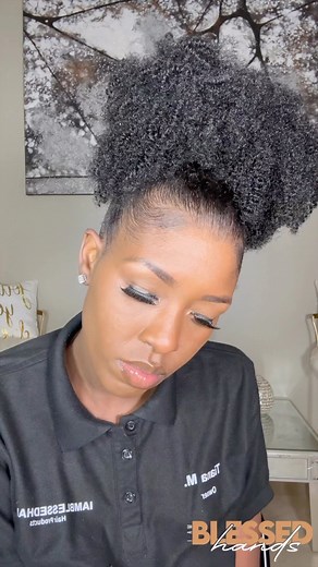 Tiana Mobley on Instagram: "The best natural ponytail tutorial using @iamblessedhands enchanted edges edge control. It can handle any hair type. I used 1 pack of spring twist on this look. You can find my products on my website www.ibhhairproducts.com or you can click the link In my bio ❤️"