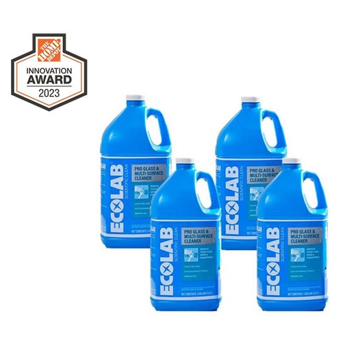 Check The Home Depot's Q&A Before Buying: ECOLAB 1 Gal. (128 oz. ) Ammonia-Free Pro Glass Cleaner and Multi-Surface Cleaner Spray Bottle for Windows and Mirrors (4-Pack)