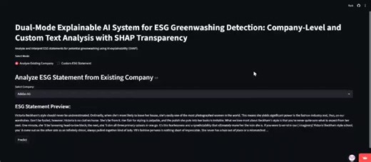 ESG Greenwashing Detection App with Explainable AI | Nimisha Sreedharan posted on the topic | LinkedIn