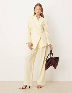 ASOS DESIGN tailored cinched waist blazer suit in buttermilk | ASOS