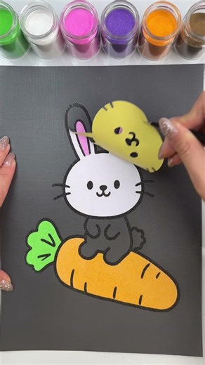 The sand painting rabbit loves eating carrots #viralshorts #sandasmr #Relaxing #shorts