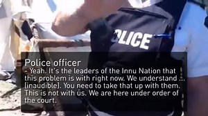 A woman protesting outside Muskrat Falls caught her own arrest on camera. Six Innu protesters were taken into custody over the weekend. www.cbc.ca/1.3632162 | CBC Newfoundland and Labrador