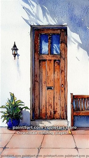 Download 41 watercolor Door & Window coloring pages in bio #watercolor #coloringbook