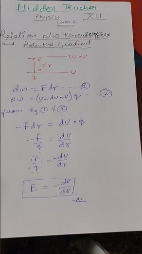 Relation between Electric Field and Potential Gradient! | XII | Physics #shorts #ytshorts #physics