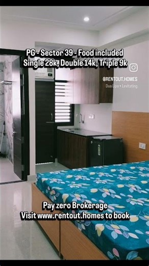 PG in sector 39 Gurgaon visit www.rentout.homes to find zero Brokerage properties