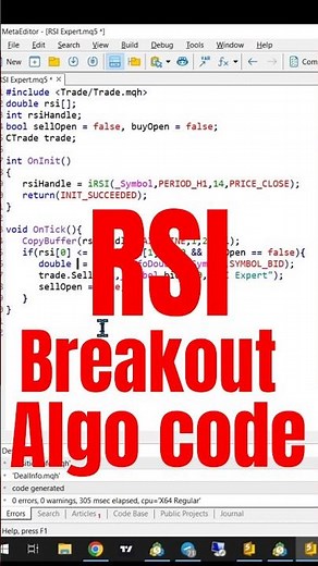 RSI Breakout Trading Bot (MQL5 Coding Tutorial) #algotrading #tradingbot