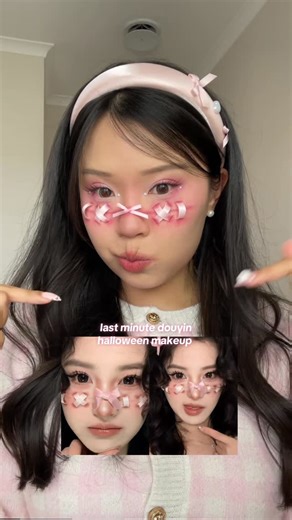 JUDY | last minute halloween makeup 🎀 stitched up doll(?) @olens_contactlens vivi ring pink @odenseyecosmetics x @j.uuuuudy spring dragon... | Instagram