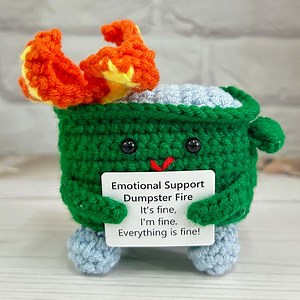 Crochet Emotional Support Dumpster Fire,burning Trash Can,emotional Support Gift,stress Relief Gift,funny Desk Décor,gift for Him/coworker - Etsy