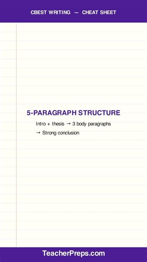 CBEST Writing Cheat Sheet | Teacher Certification | #Shorts