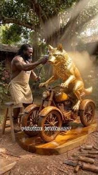 I Carved a Wolf Riding a Tricycle! 🐺🚲 | Amazing Wood Carving #shortsfeed #woodcarving
