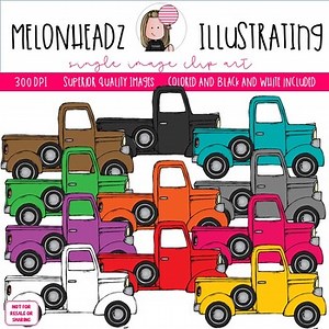 Farm Truck clip art digi stamp SINGLE IMAGE by Melonheadz Clipart